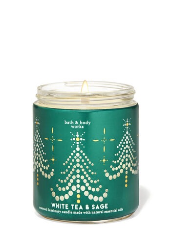 White Tea & Sage Scented Single Wick Candle 7oz