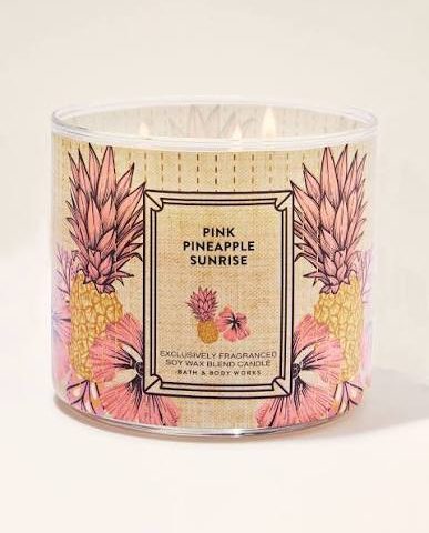 Pink Pineapple Sunrise BBW Scented 3 Wick Candle 14.5oz